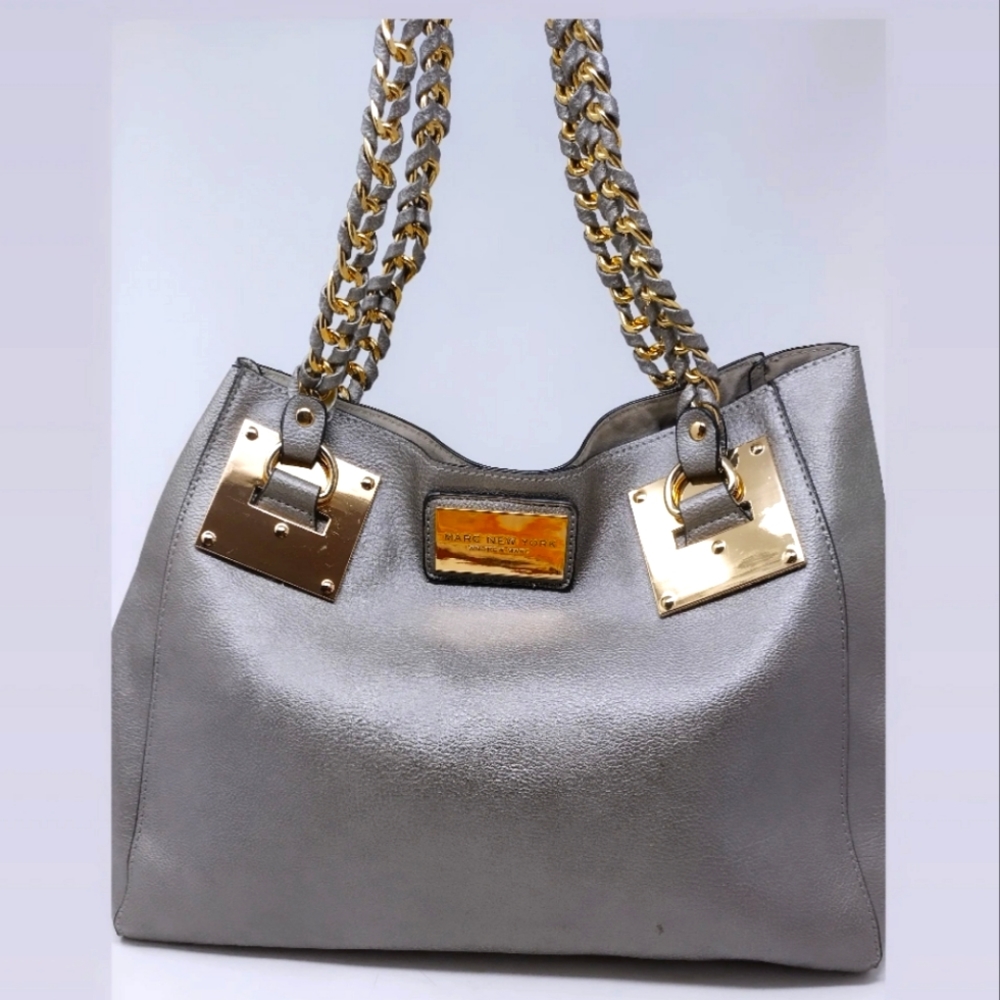 Andrew Marc Gunmetal Silver Tote, New Marc New York